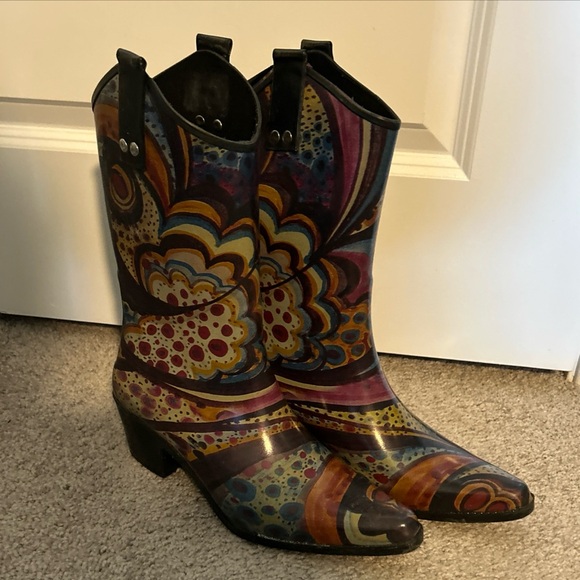 Corkys Shoes - Nomad Corkys Women Rubber Rain Boots Western Cowboy BOHO Hippie Chic Size 9